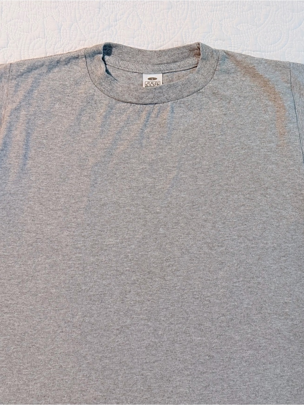Pro Club Youth | Heather Gray Heavyweight Tee | Size Large | Blank Crew Neck